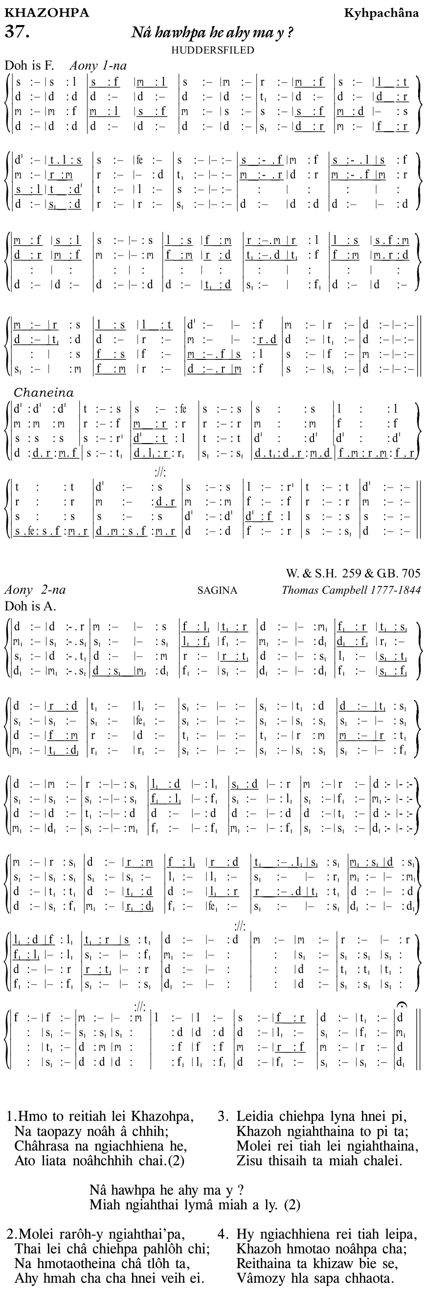 Hymn 37, “Nâ hawhpa he ahy ma y ?”, Edition 11