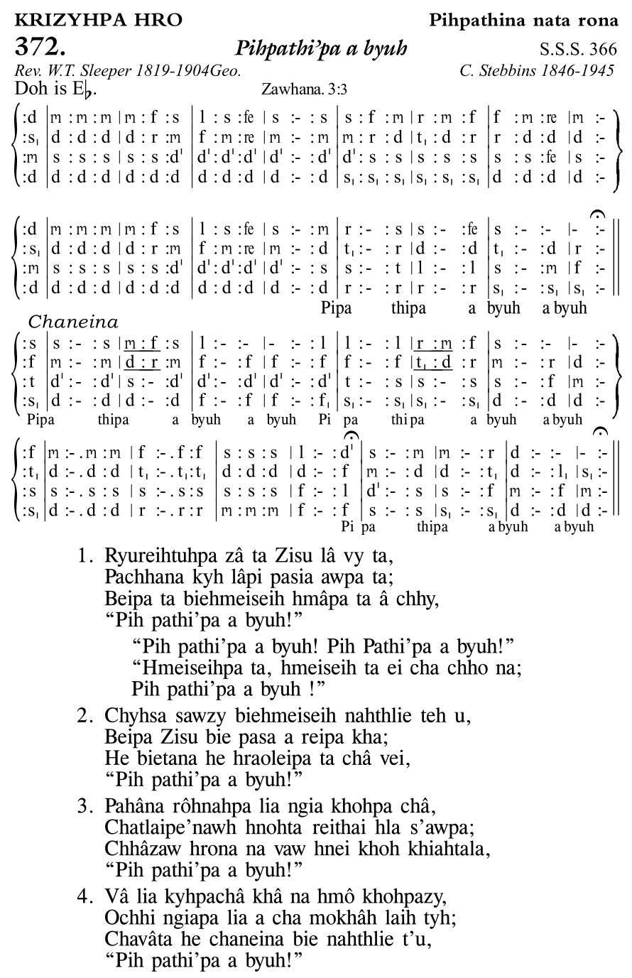 Hymn 372, “Pihpathi'pa a byuh”, Edition 11
