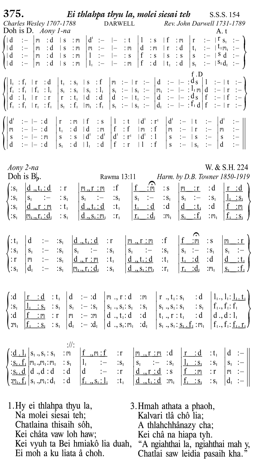 Hymn 375, “Ei thlahpa thyu la, molei siesai teh”, Edition 11