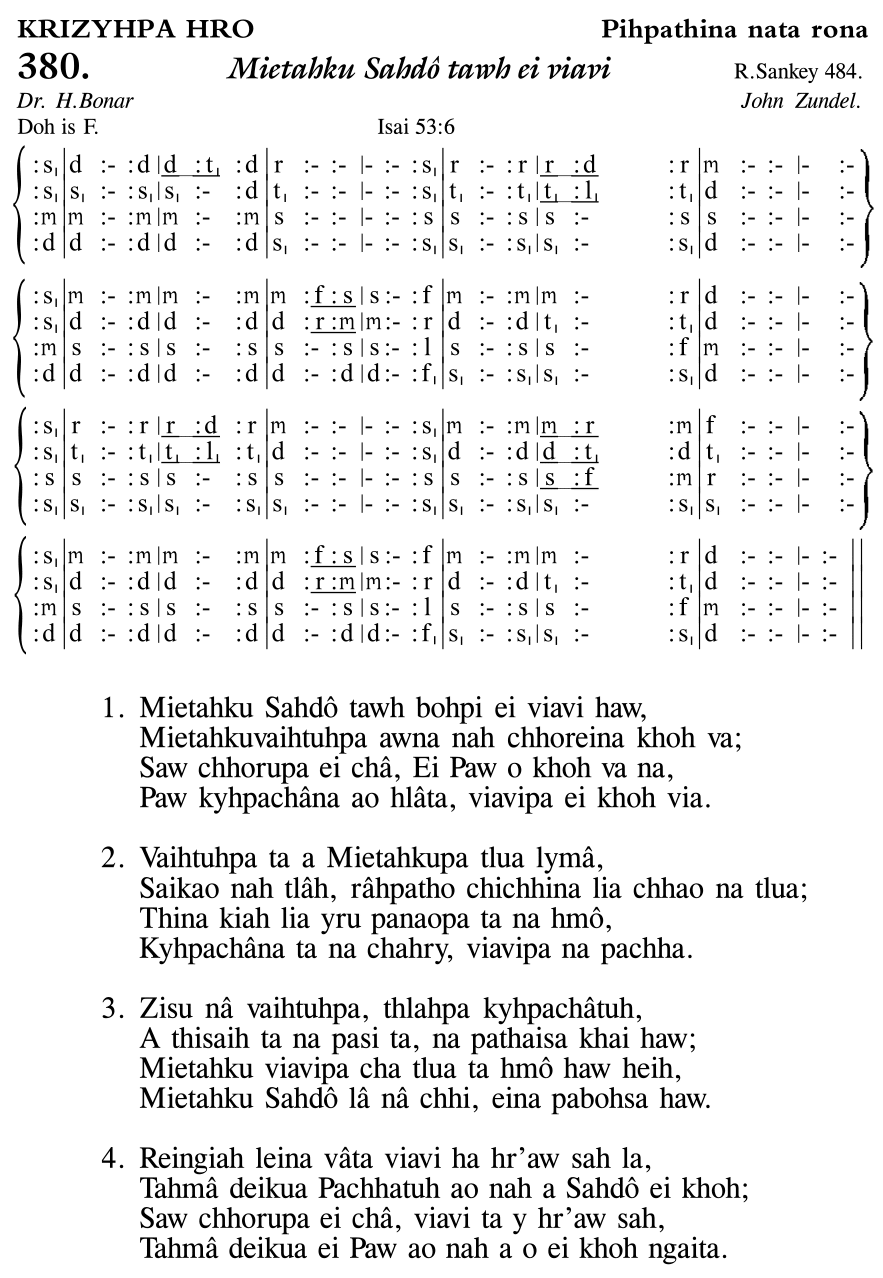 Hymn 380, “Mietahku Sahdô tawh ei viavi”, Edition 11