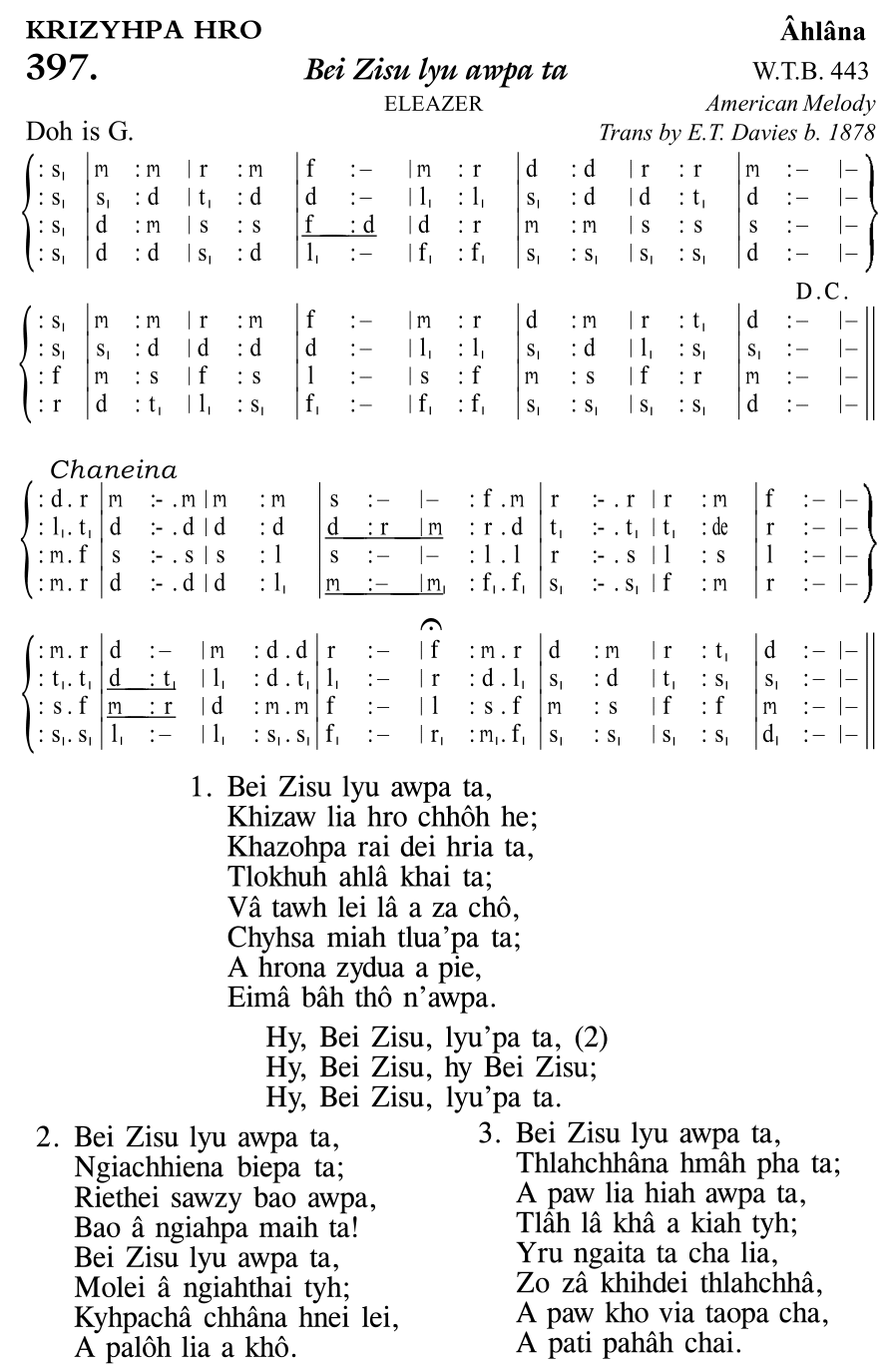 Hymn 397, “Bei Zisu lyu awpa ta”, Edition 11