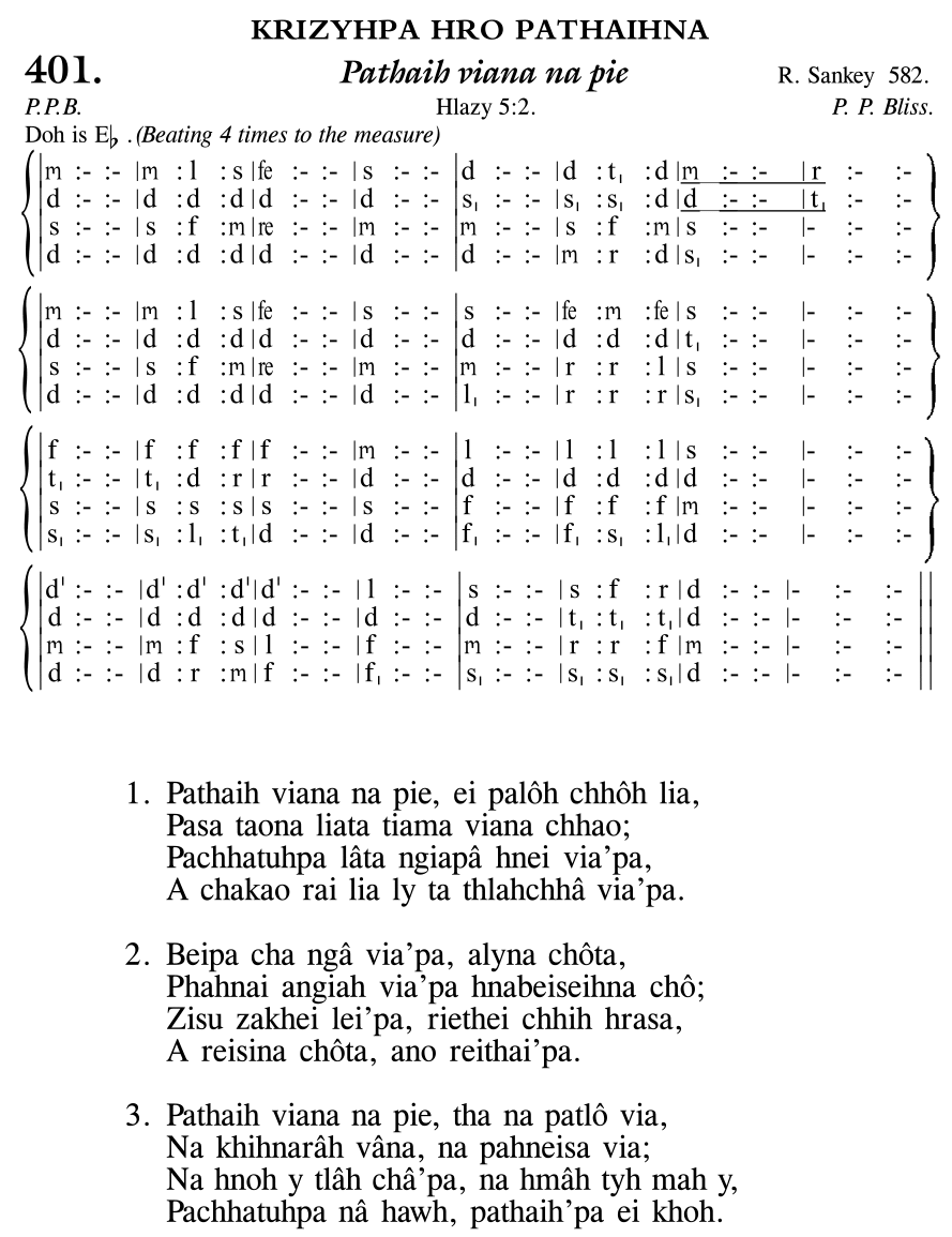 Hymn 401, “Pathaih viana na pie”, Edition 11