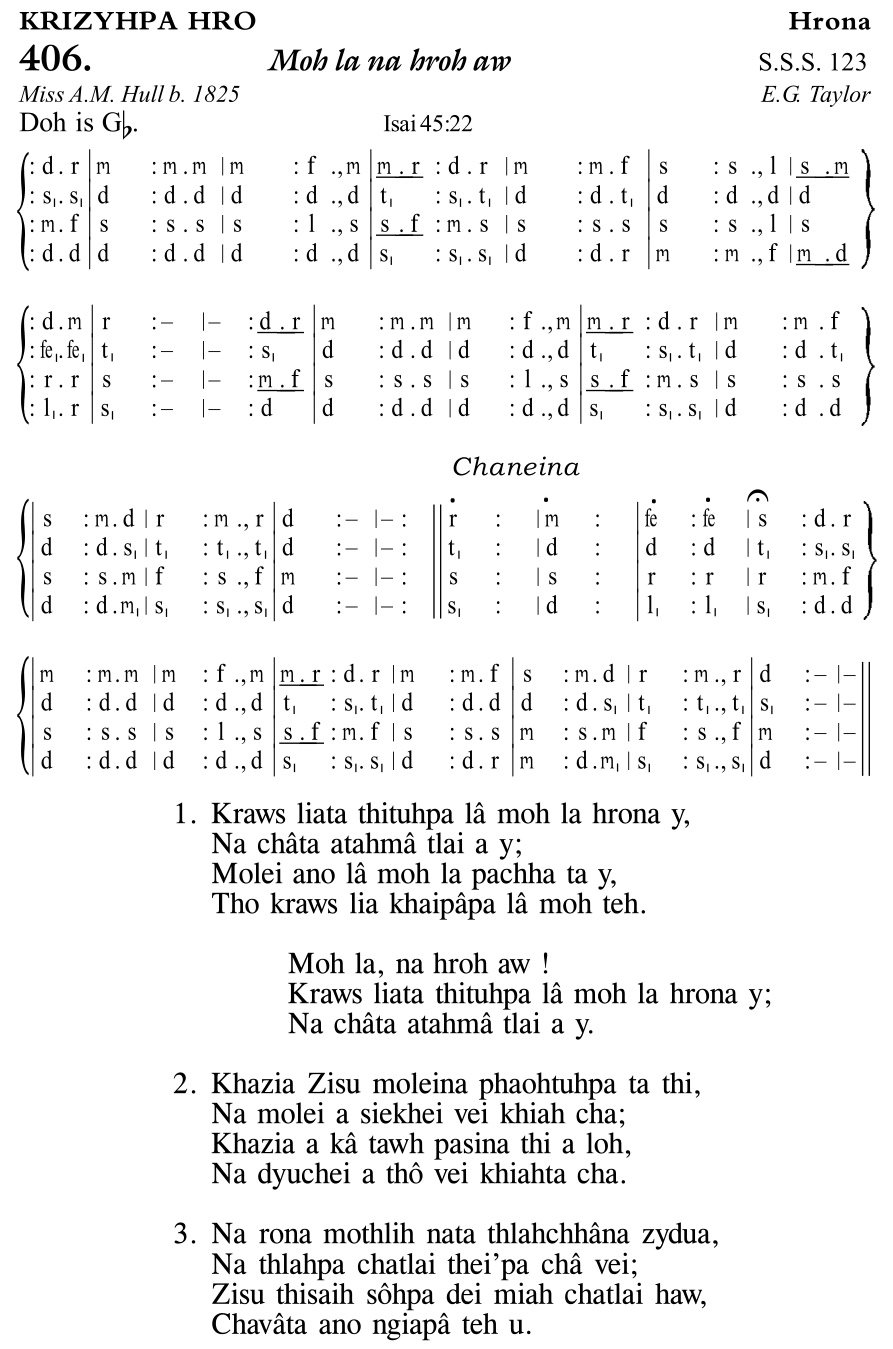 Hymn 406, “Moh la na hroh aw”, Edition 11