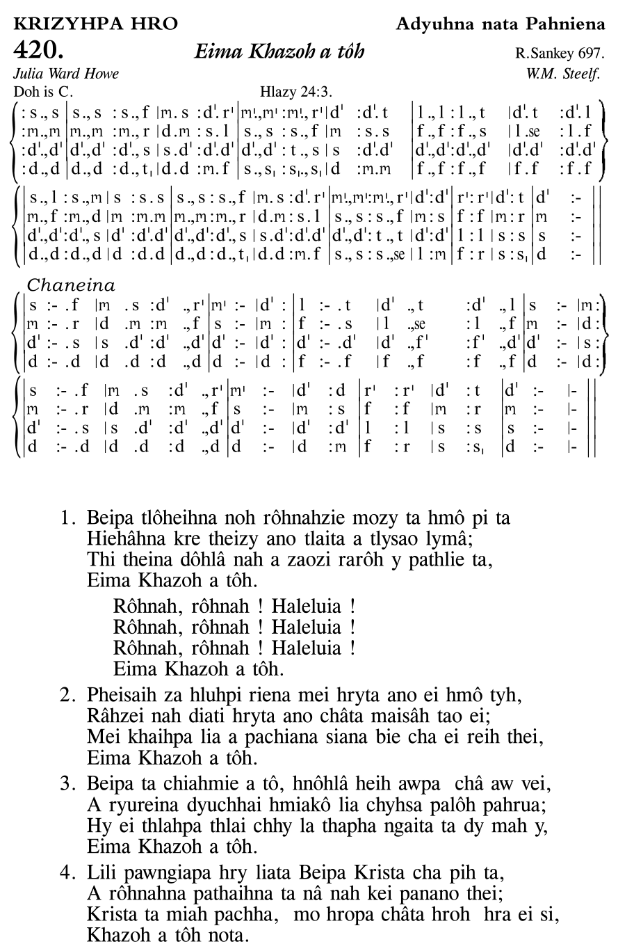 Hymn 420, “Eima Khazoh a tôh”, Edition 11