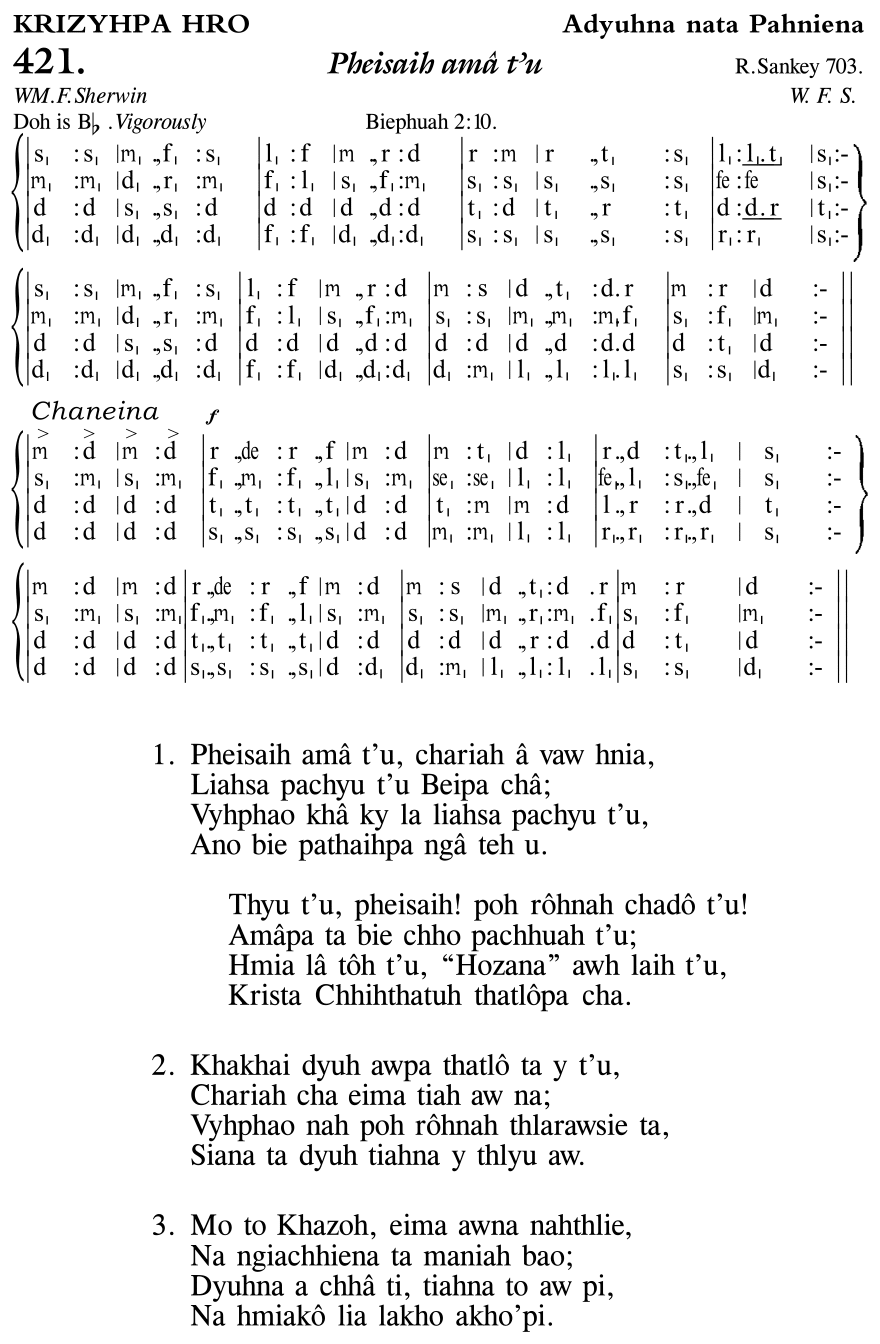 Hymn 421, “Pheisaih amâ t'u”, Edition 11