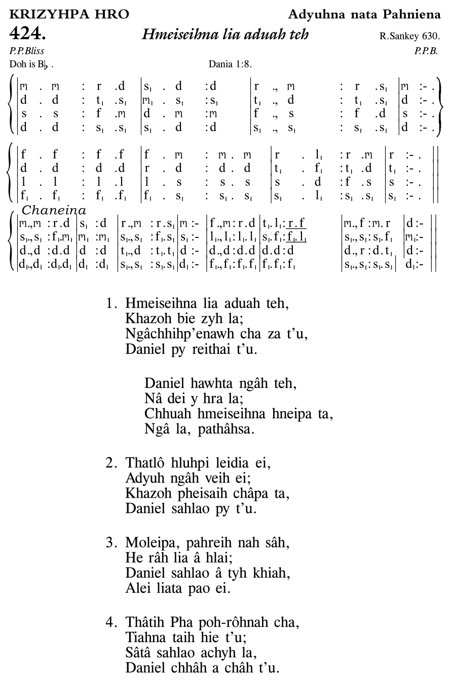 Hymn 424, “Hmeiseihna lia aduah teh”, Edition 11