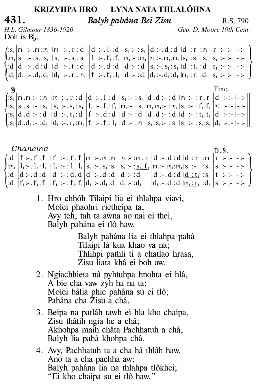 Hymn 431, “Balyh pahâna Bei Zisu”, Edition 11