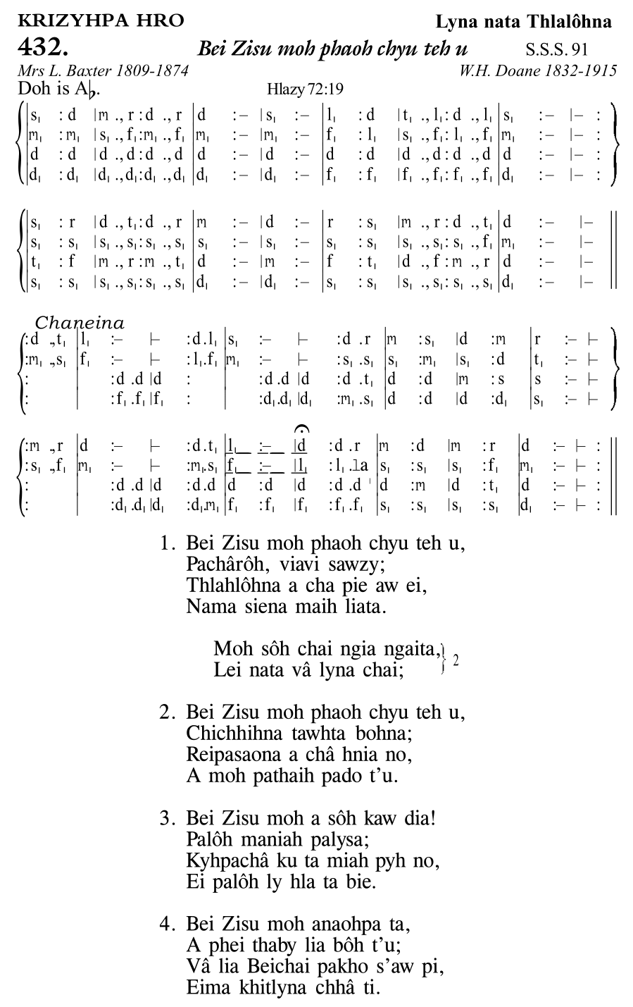 Hymn 432, “Bei Zisu moh phaoh chyu teh u”, Edition 11