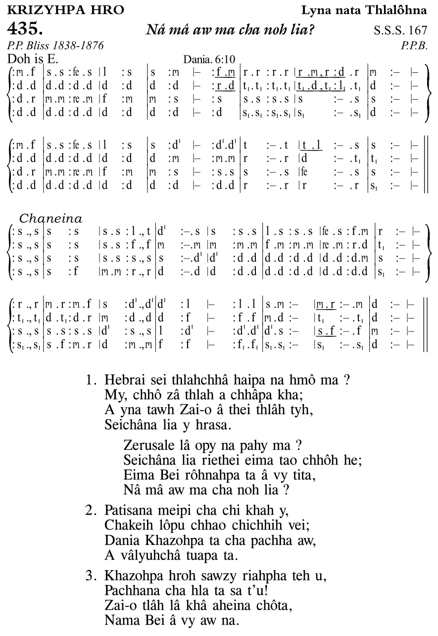 Hymn 435, “Nâ mâ aw ma cha noh lia?”, Edition 11