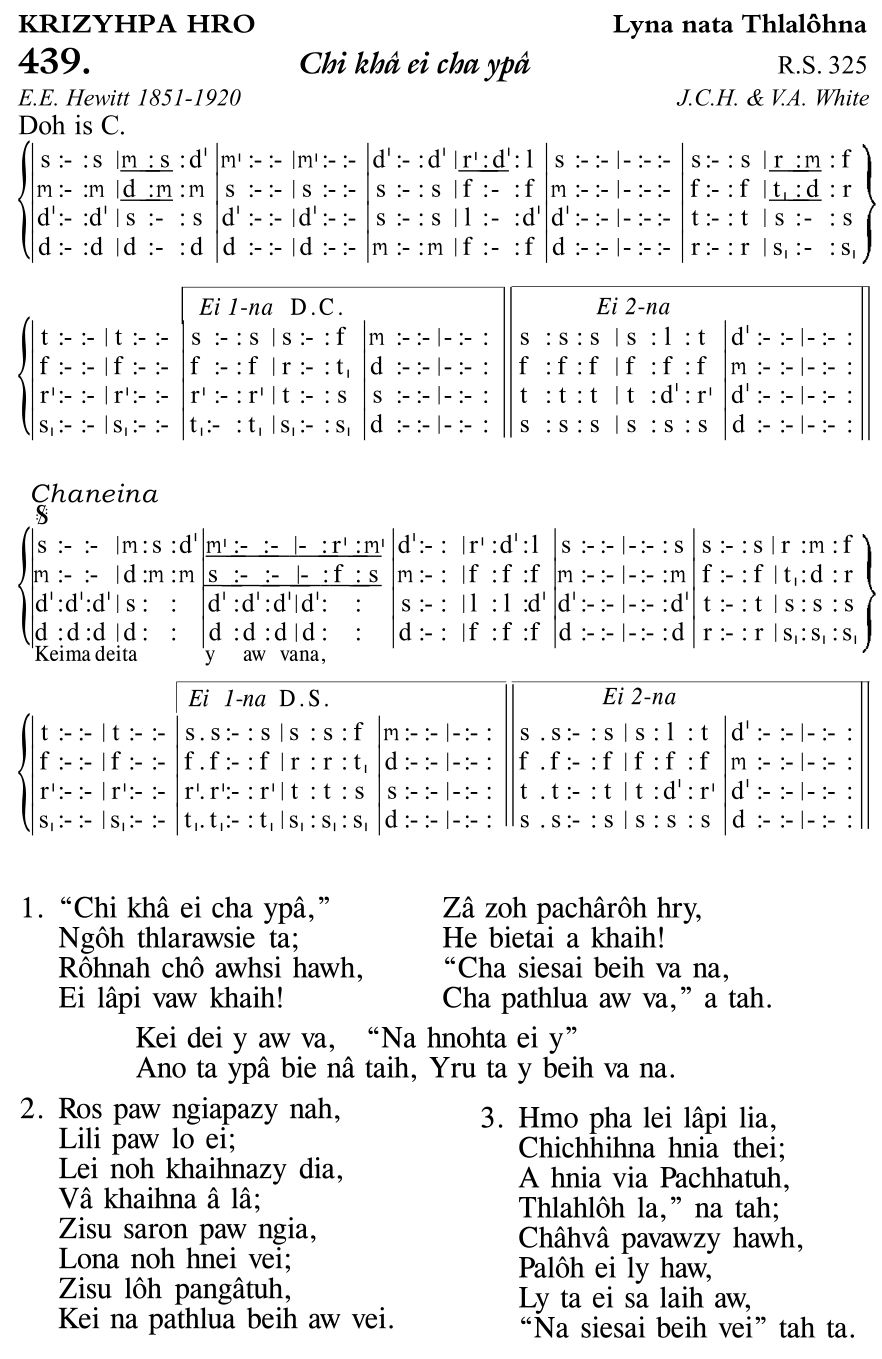Hymn 439, “Chi khâ ei cha ypâ”, Edition 11