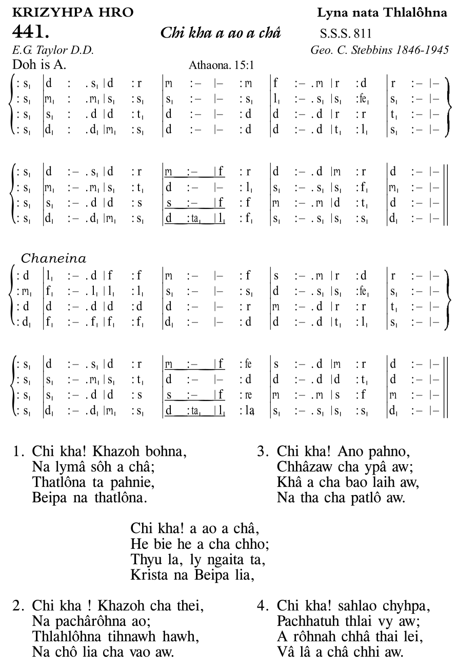 Hymn 441, “Chi kha a ao a châ”, Edition 11