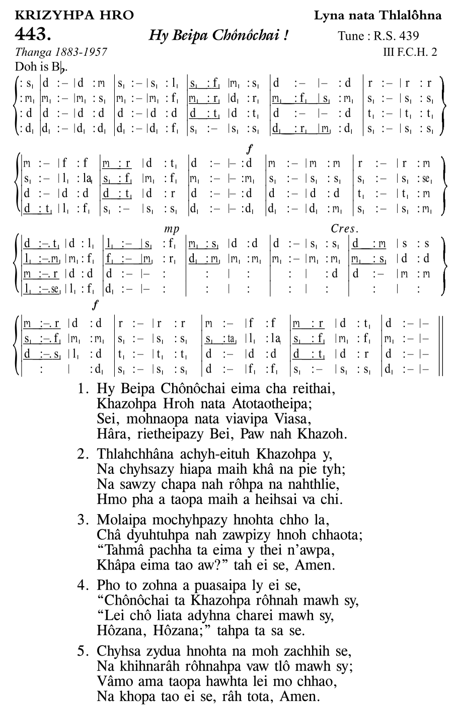 Hymn 443, “Hy Beipa Chônôchai !”, Edition 11