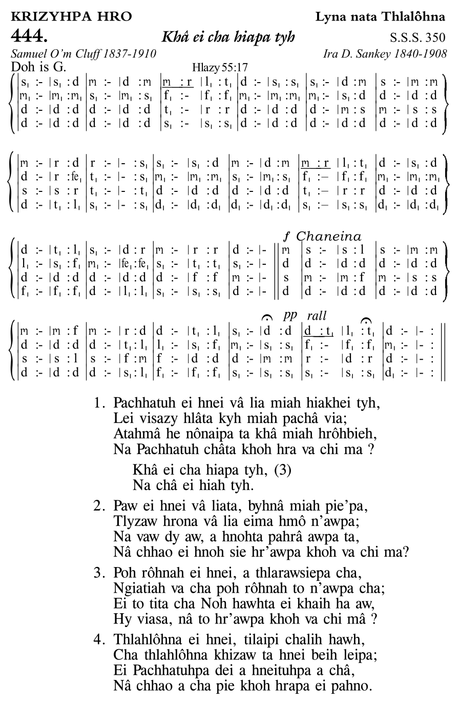 Hymn 444, “Khâ ei cha hiapa tyh”, Edition 11