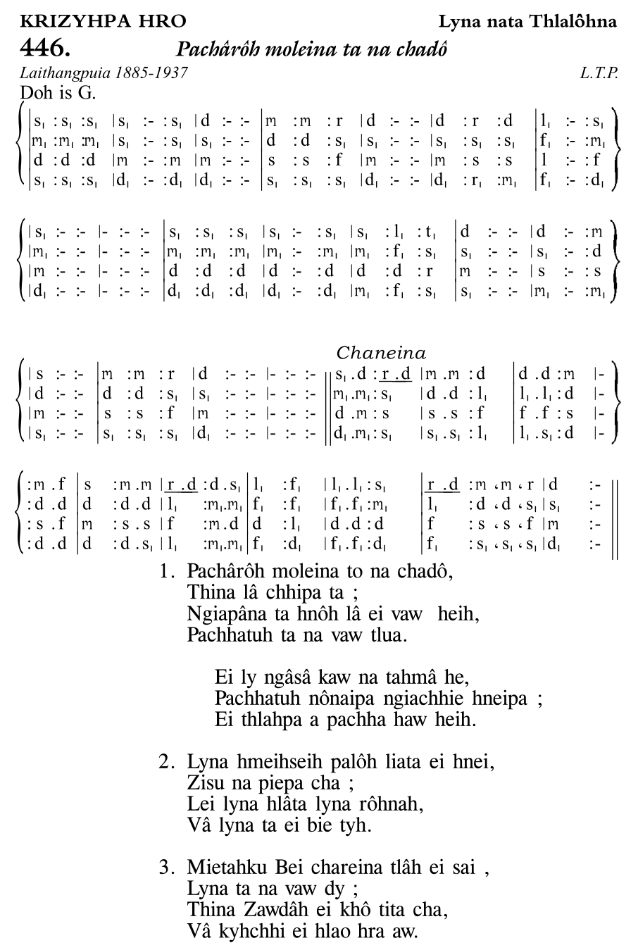 Hymn 446, “Pachârôh moleina ta na chadô”, Edition 11