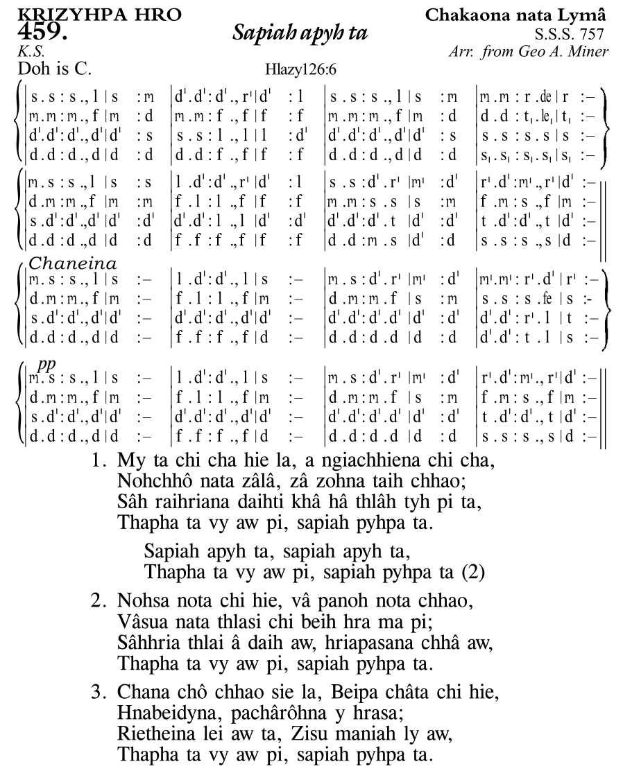 Hymn 459, “Sapiah apyh ta”, Edition 11