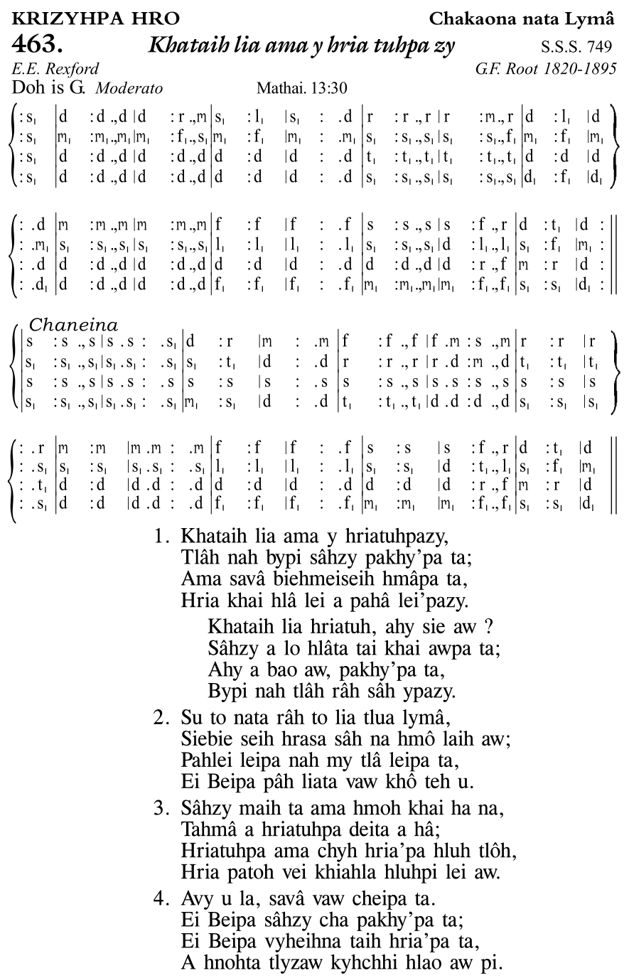Hymn 463, “Khataih lia ama y hria tuhpa zy”, Edition 11