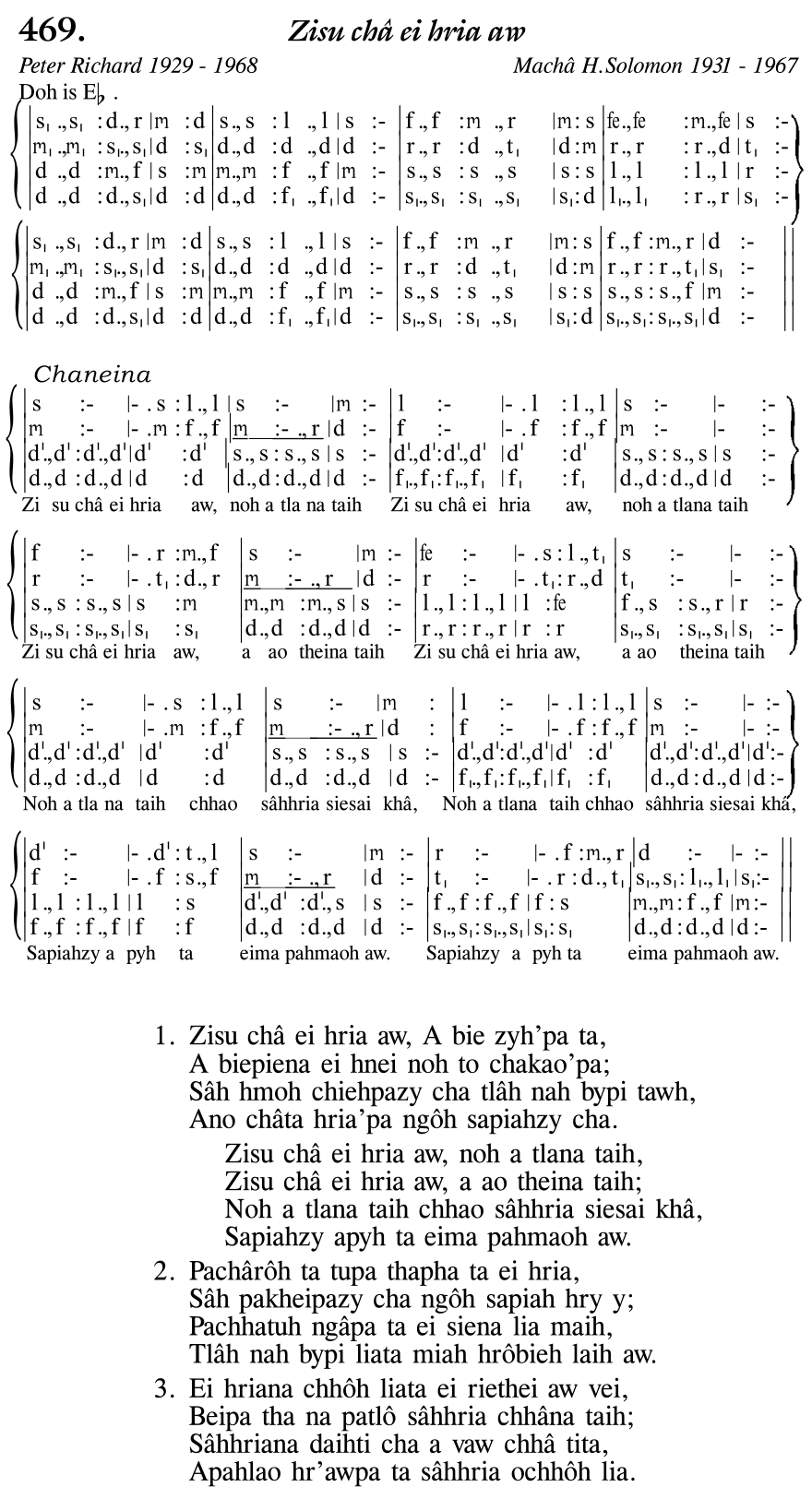 Hymn 469, “Zisu châ ei hria aw”, Edition 11