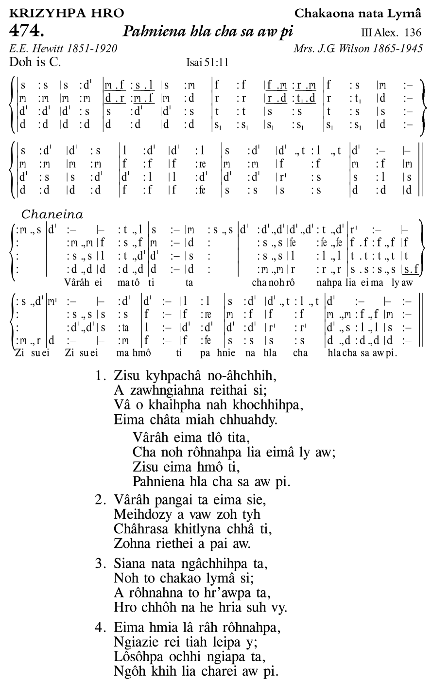 Hymn 474, “Pahniena hla cha sa aw pi”, Edition 11