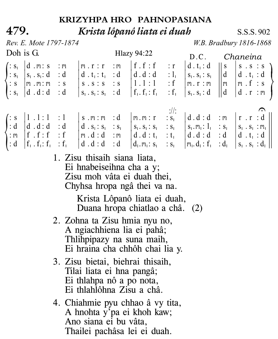 Hymn 479, “Krista lôpanô liata ei duah”, Edition 11