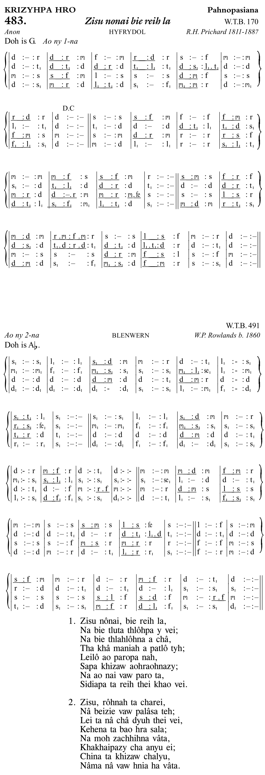 Hymn 483, “Zisu nonai bie reih la”, Edition 11