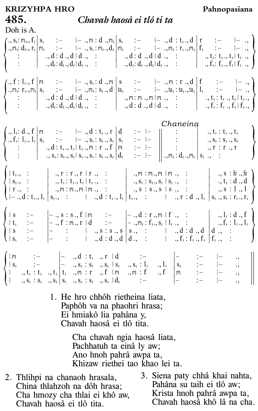 Hymn 485, “Chavah haosâ ei tlô ti ta”, Edition 11