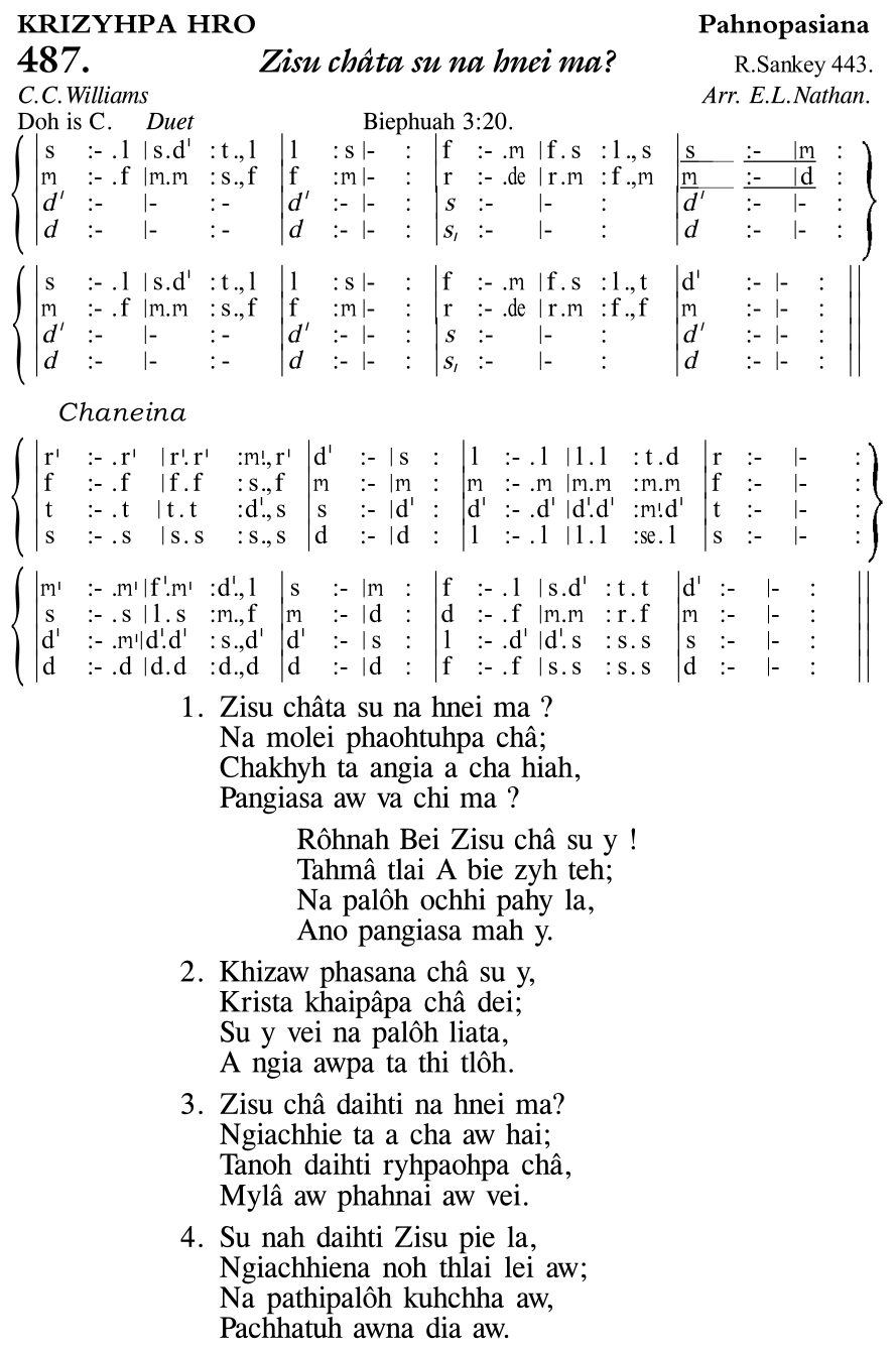 Hymn 487, “Zisu châta su na hnei ma?”, Edition 11