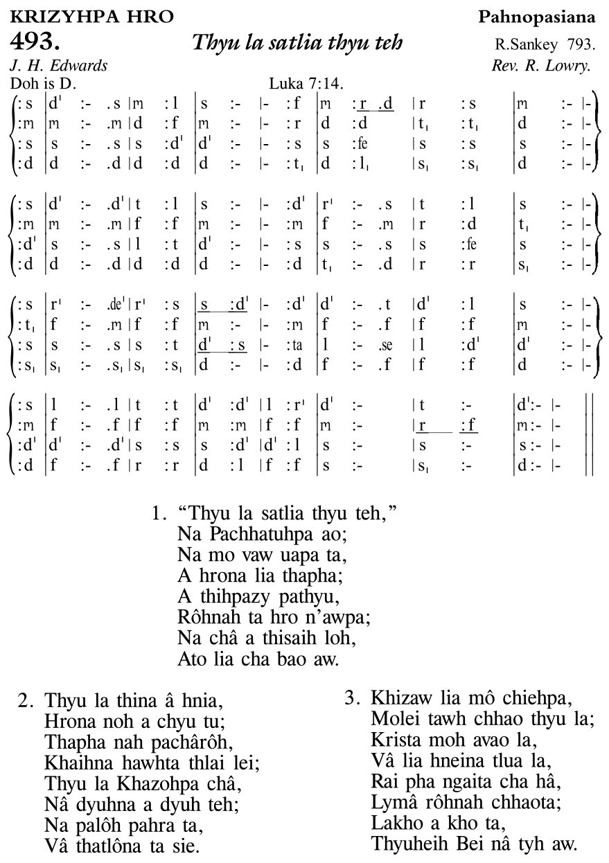 Hymn 493, “Thyu la satlia thyu teh”, Edition 11