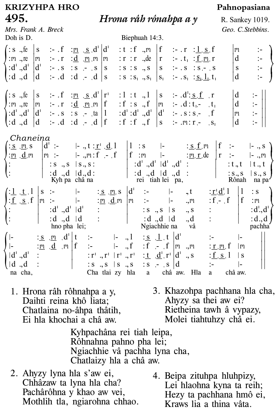 Hymn 495, “Hrona râh rônahpa a y”, Edition 11