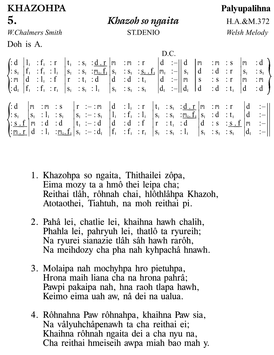 Hymn 5, “Khazoh so ngaita”, Edition 11