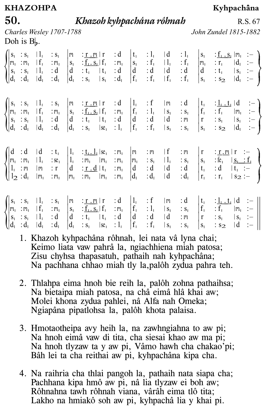 Hymn 50, “Khazoh kyhpachâna rôhnah”, Edition 11