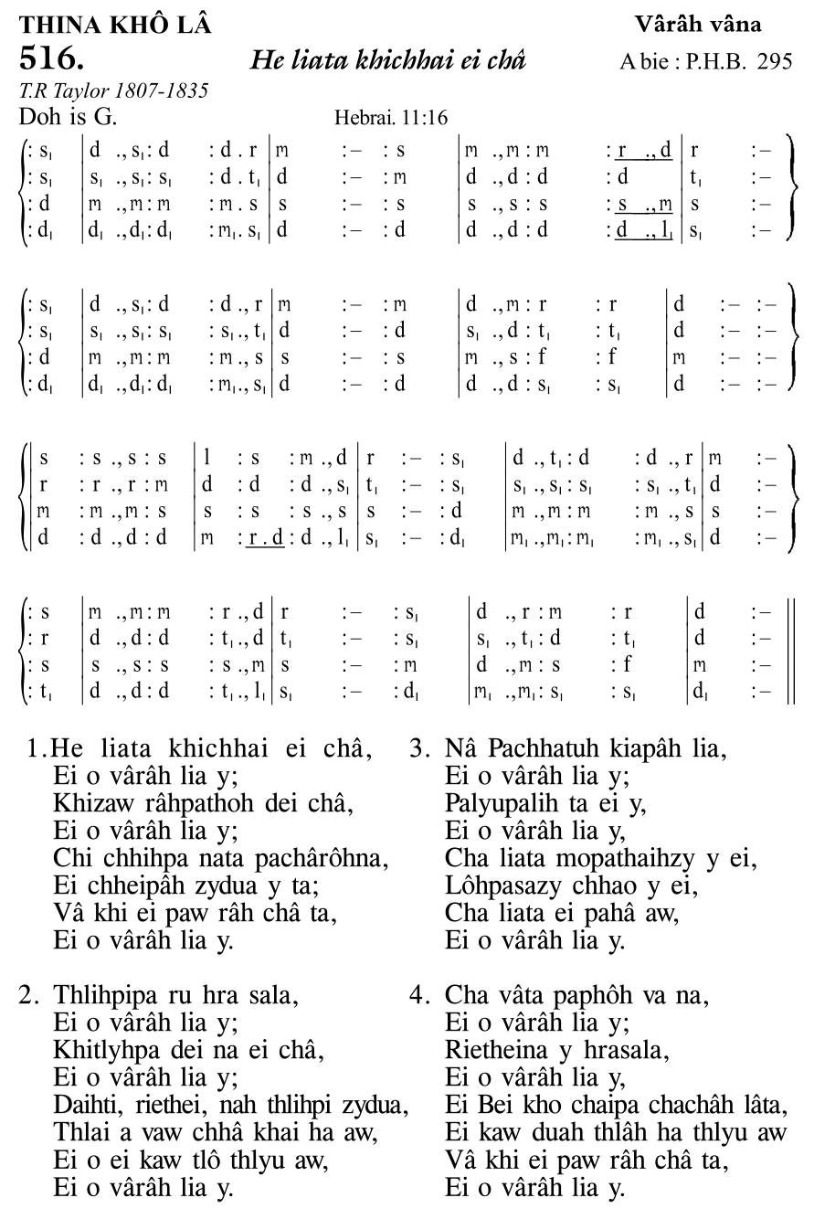 Hymn 516, “He liata khichhai ei châ”, Edition 11