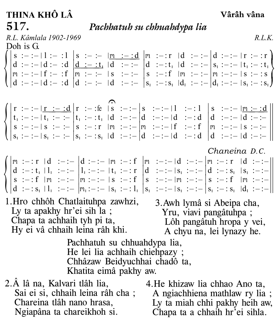 Hymn 517, “Pachhatuh su chhuahdypa lia”, Edition 11