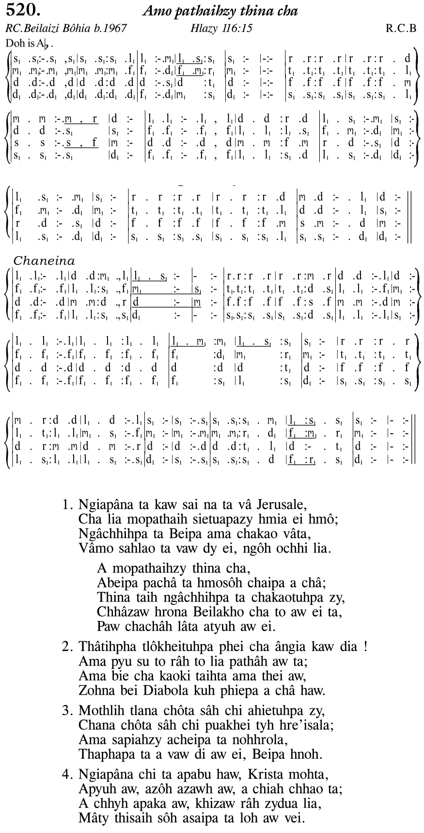 Hymn 520, “Amo pathaihzy thina cha”, Edition 11