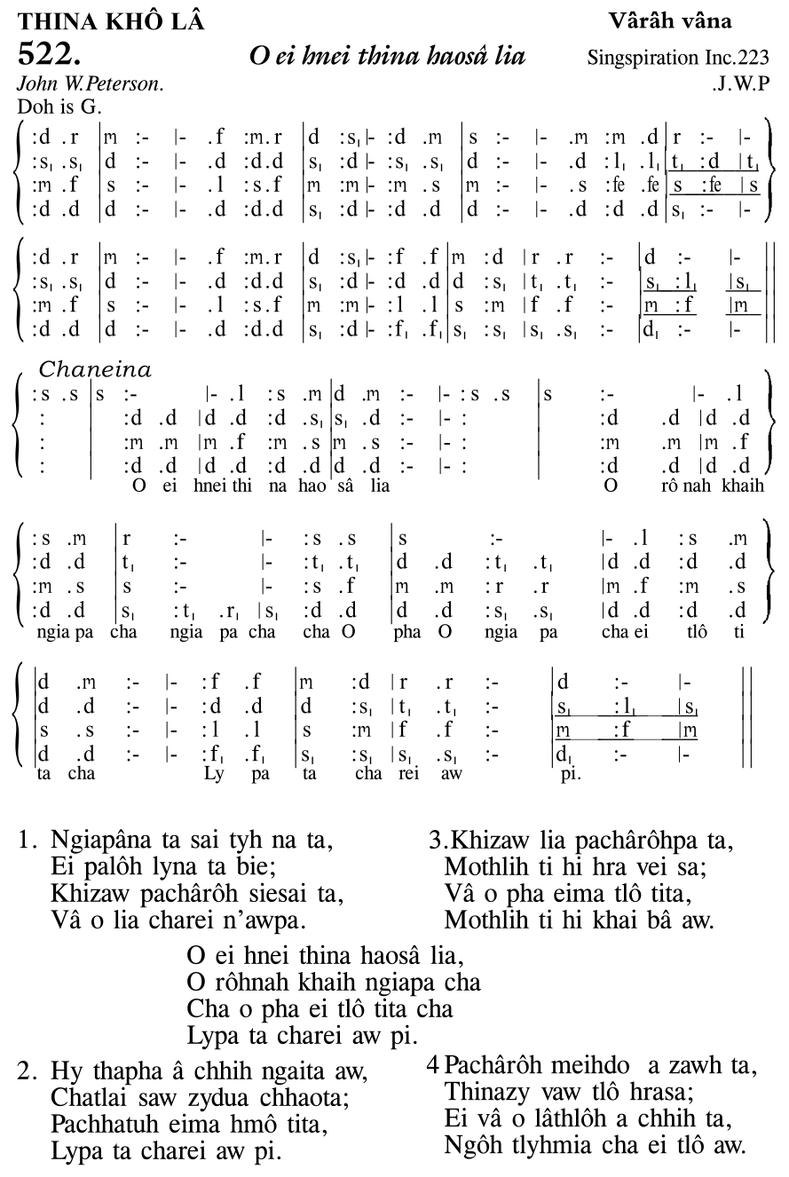 Hymn 522, “O ei hnei thina haosâ lia”, Edition 11