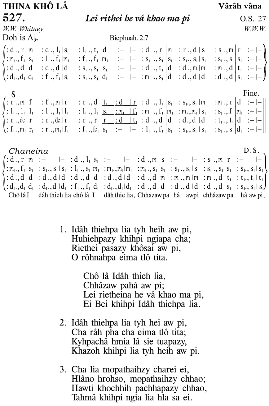 Hymn 527, “Lei rithei he vâ khao ma pi”, Edition 11
