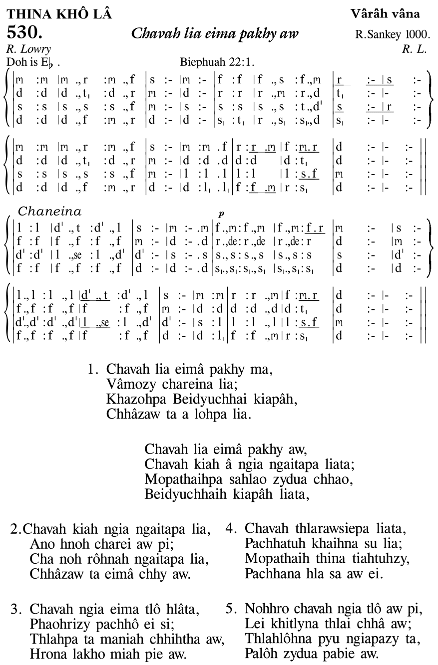 Hymn 530, “Chavah lia eima pakhy aw”, Edition 11
