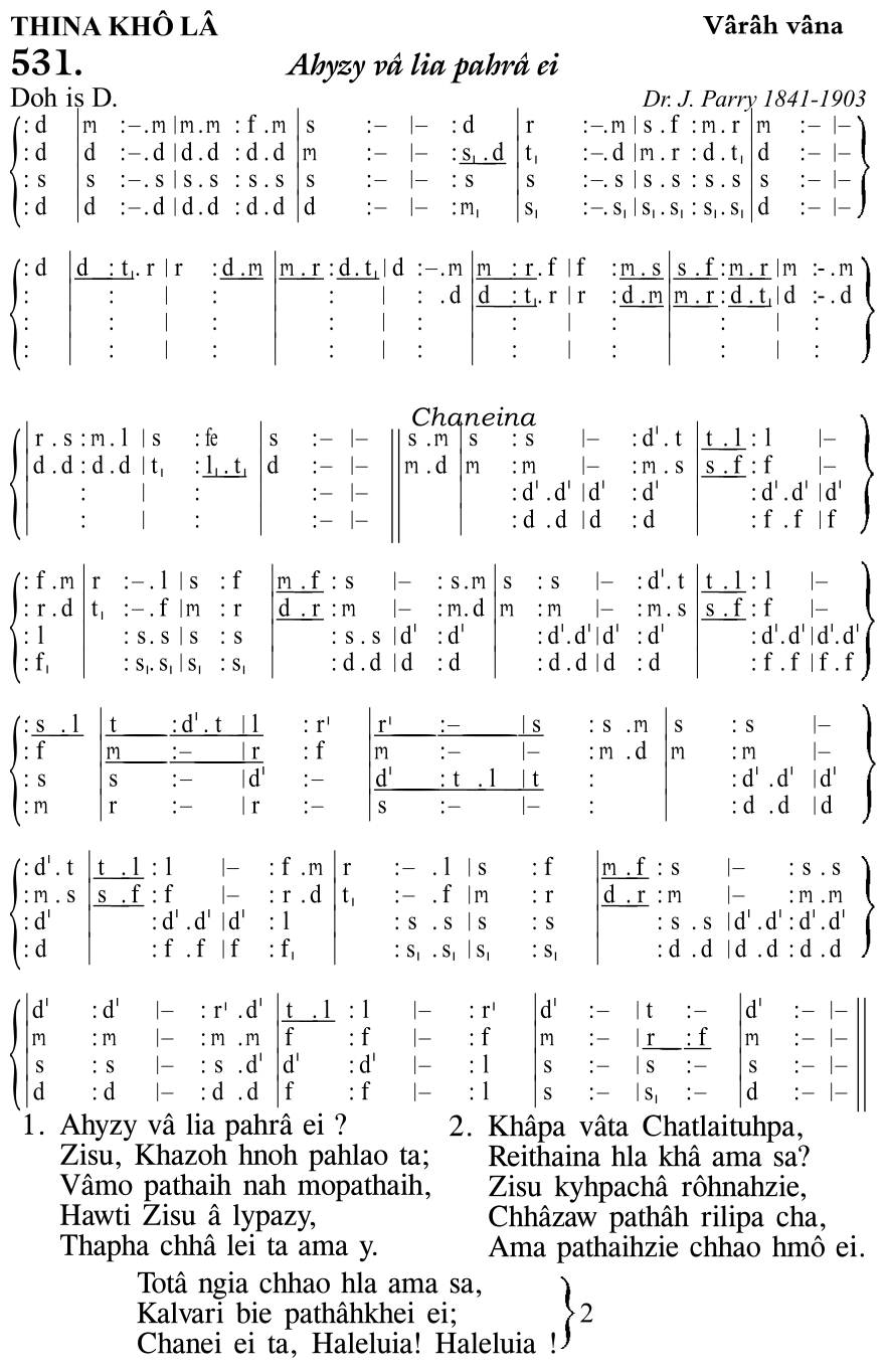 Hymn 531, “Ahyzy vâ lia pahrâ ei”, Edition 11