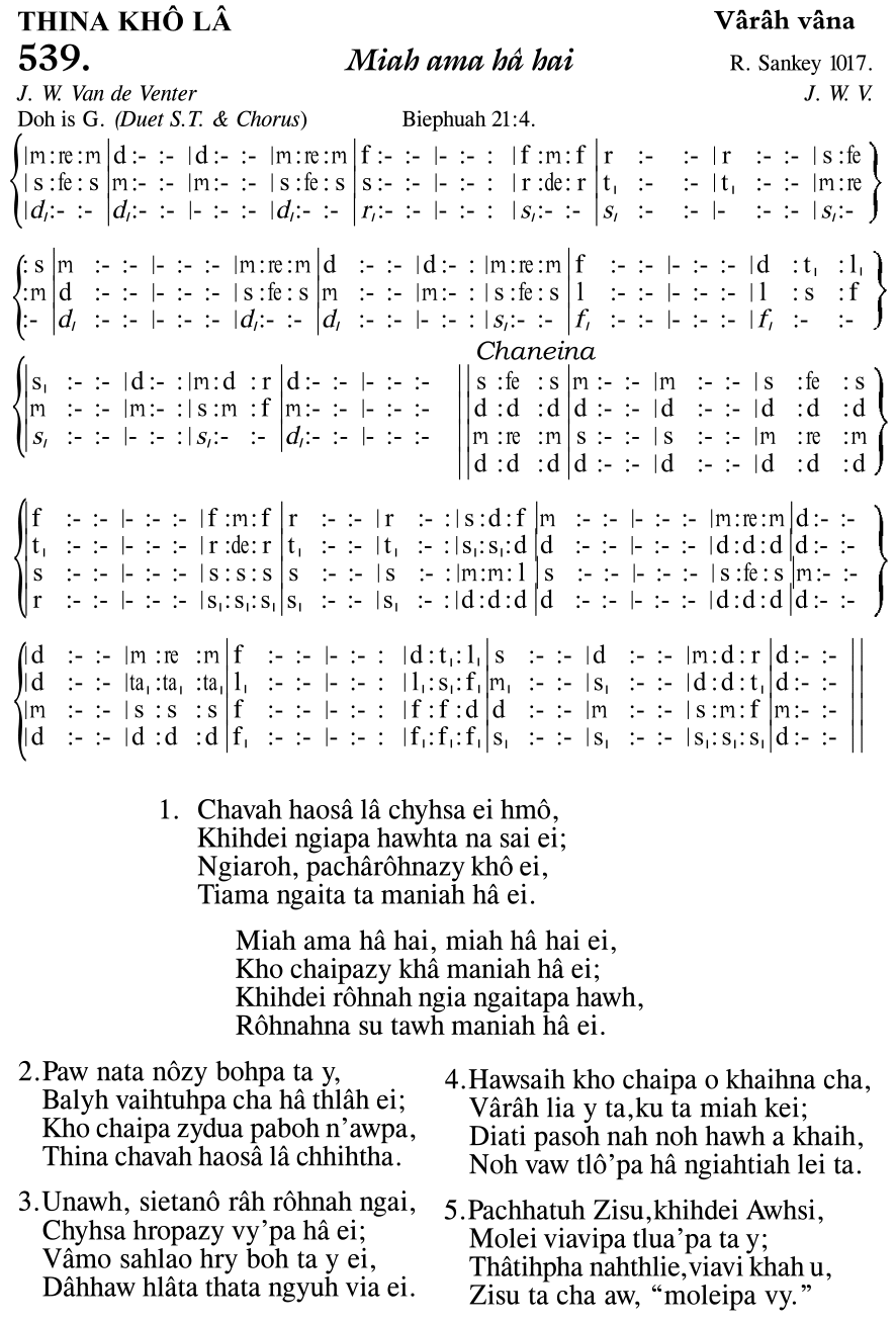 Hymn 539, “Miah ama hâ hai”, Edition 11