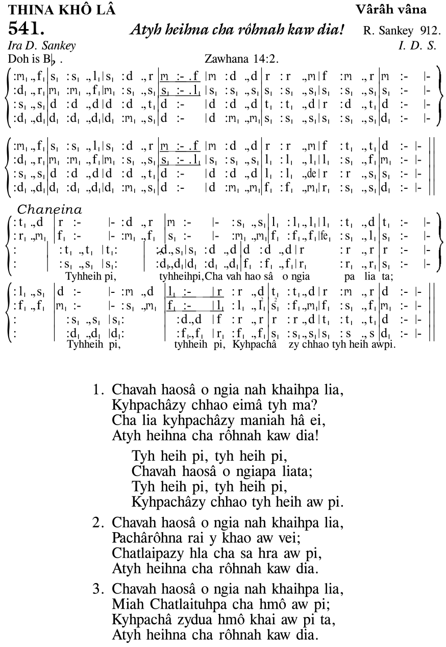Hymn 541, “Atyh heihna cha rôhnah kaw dia!”, Edition 11