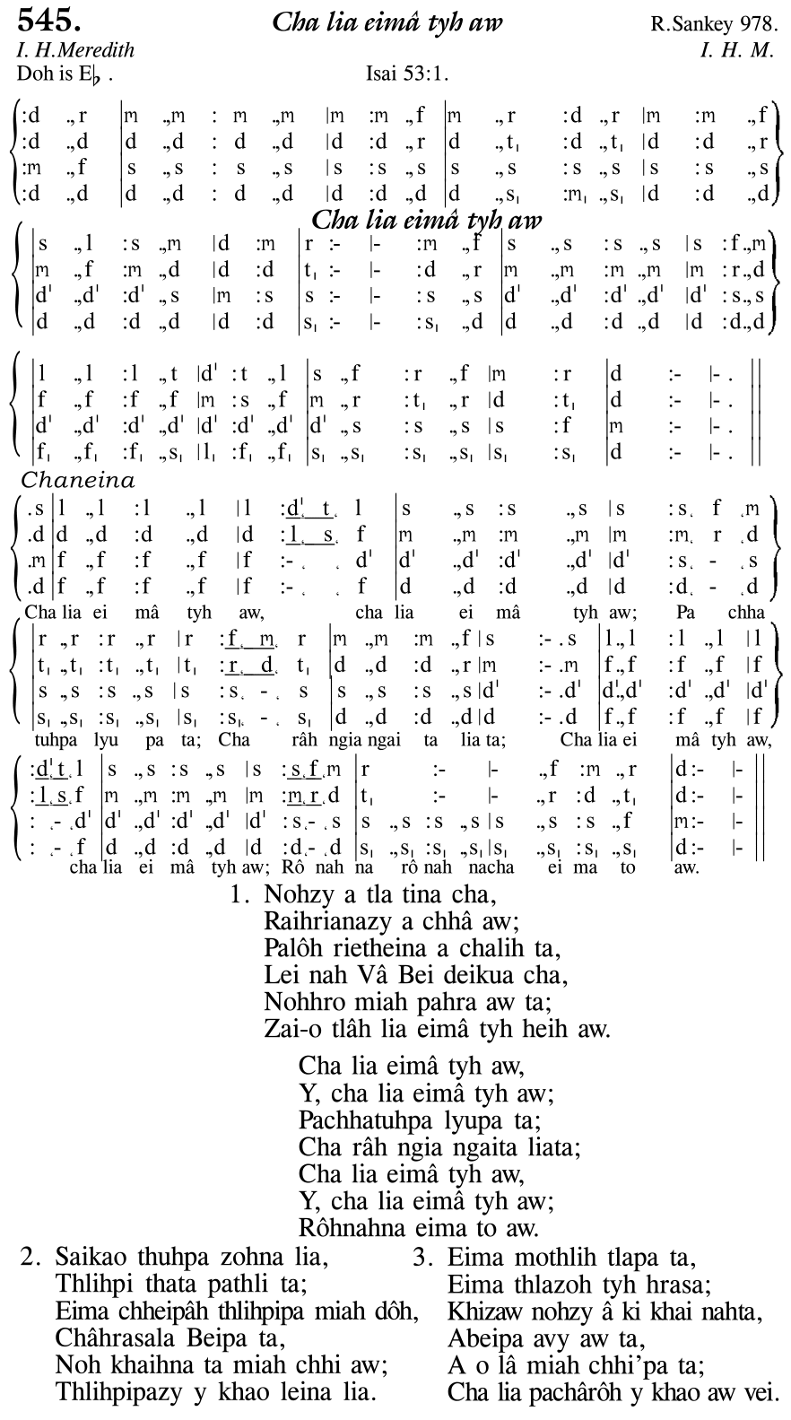Hymn 545, “Cha lia eimâ tyh aw”, Edition 11