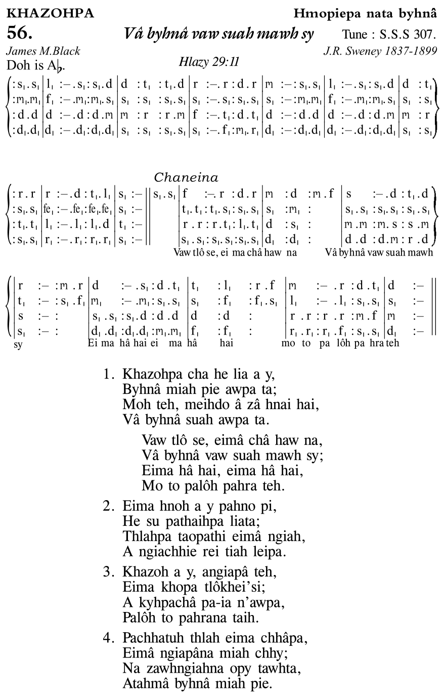 Hymn 56, “Vâ byhnâ vaw suah mawh sy”, Edition 11