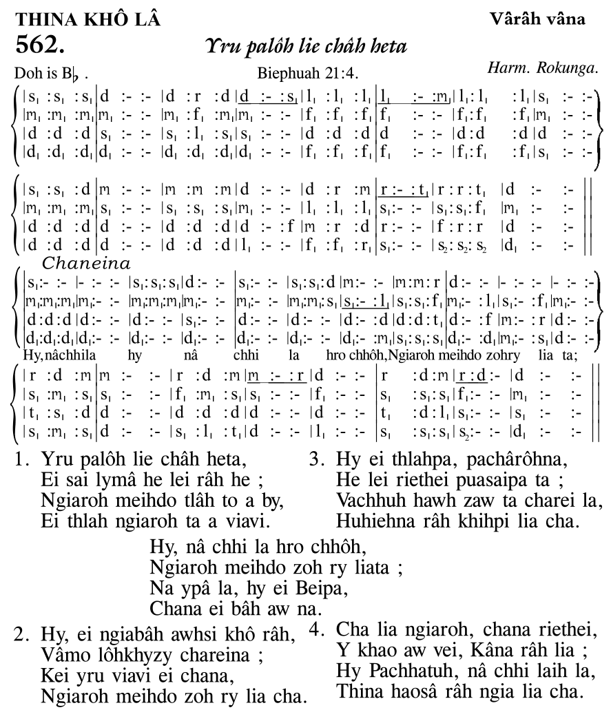 Hymn 562, “Yru palôh lie châh heta”, Edition 11