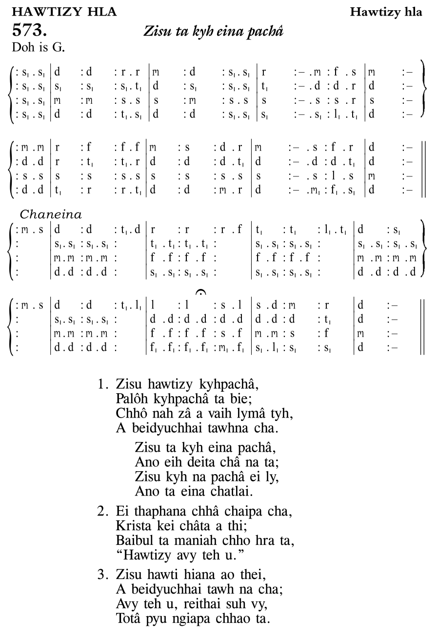 Hymn 573, “Zisu ta kyh eina pachâ”, Edition 11