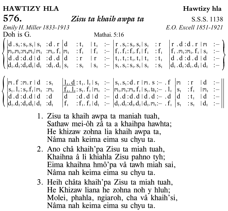 Hymn 576, “Zisu ta khaih awpa ta”, Edition 11