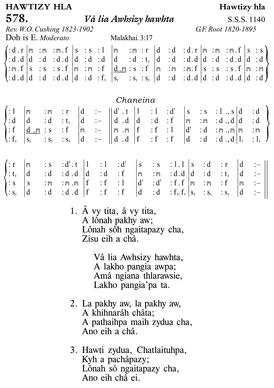 Hymn 578, “Vâ lia Awhsizy hawhta”, Edition 11