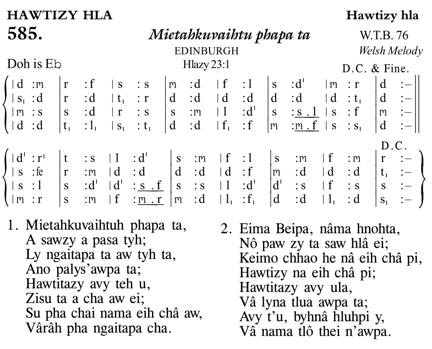 Hymn 585, “Mietahkuvaihtu phapa ta”, Edition 11