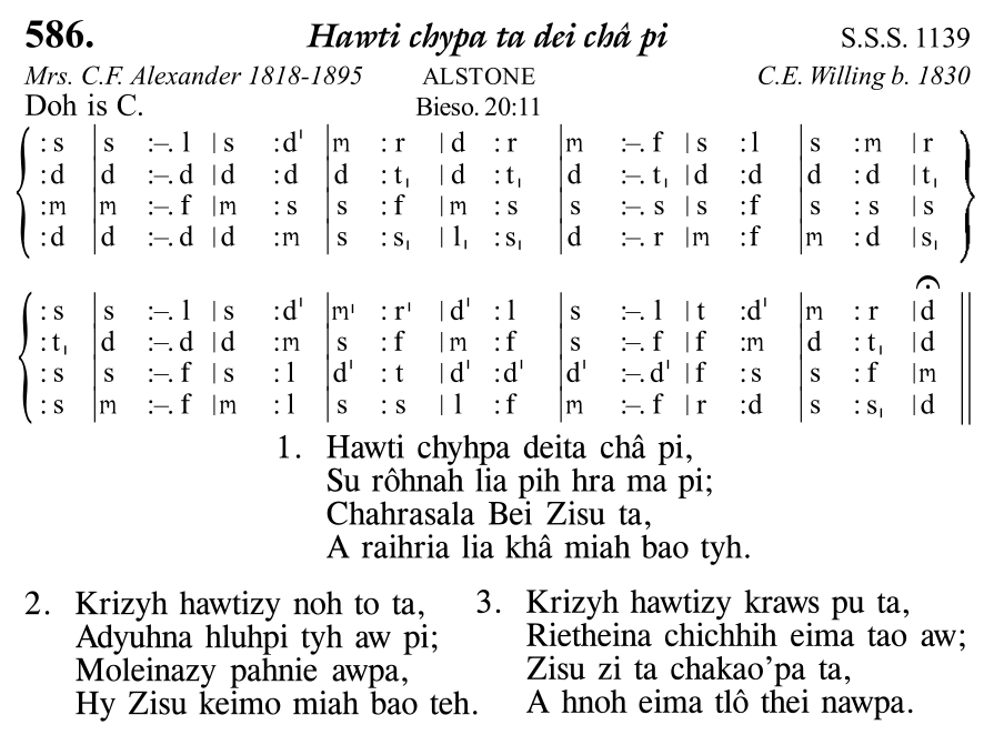 Hymn 586, “Hawti chypa ta dei châ pi”, Edition 11