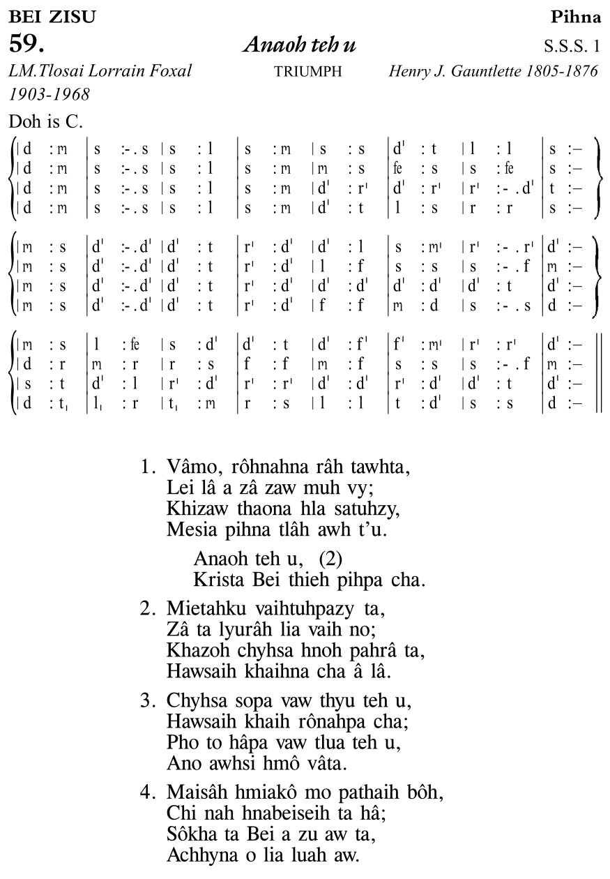 Hymn 59, “Anaoh teh u”, Edition 11