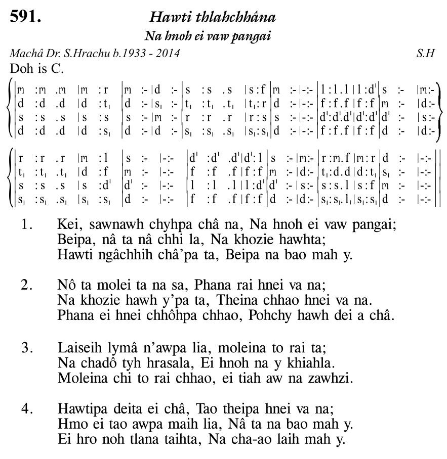 Hymn 591, “Hawti thlahchhâna”, Edition 11