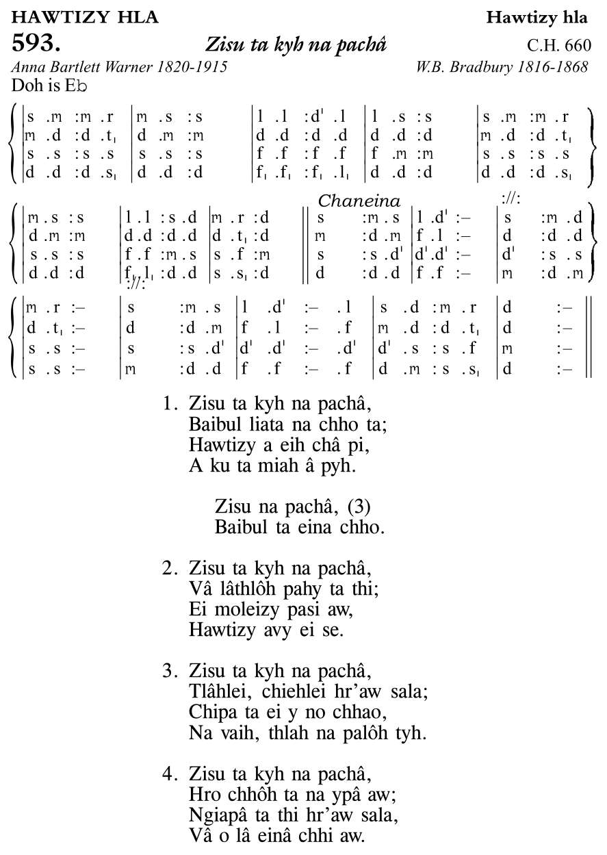 Hymn 593, “Zisu ta kyh na pachâ”, Edition 11